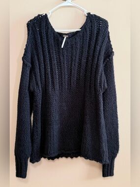 NWT Free People Oversized Chunky Black Sweater XS Ultra Soft